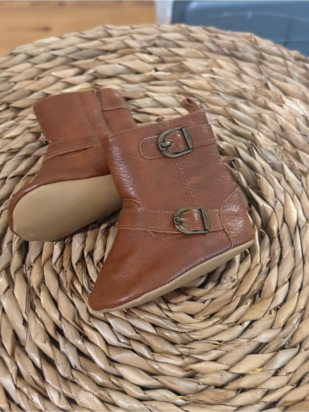 Old Navy Toddler Brown Faux Leather Buckle Ankle Boots